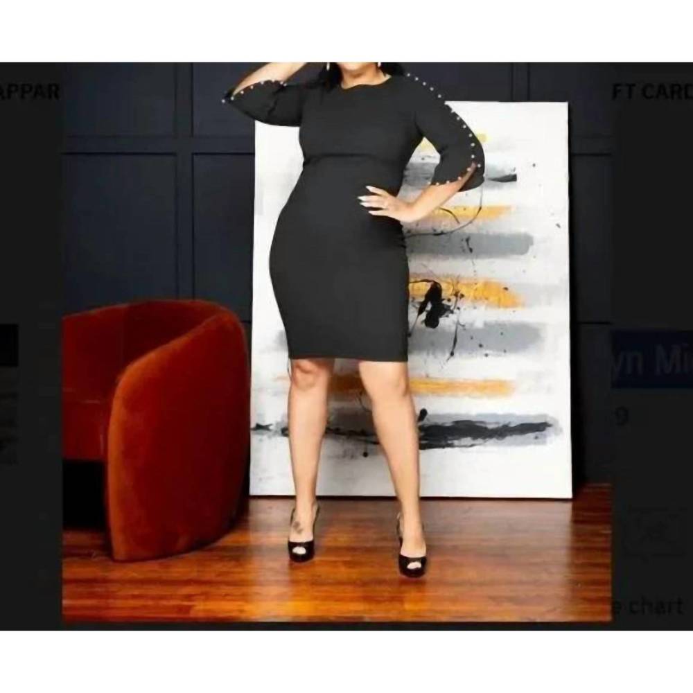 NEW ALLEN KAY elegant comfort midi dress in black